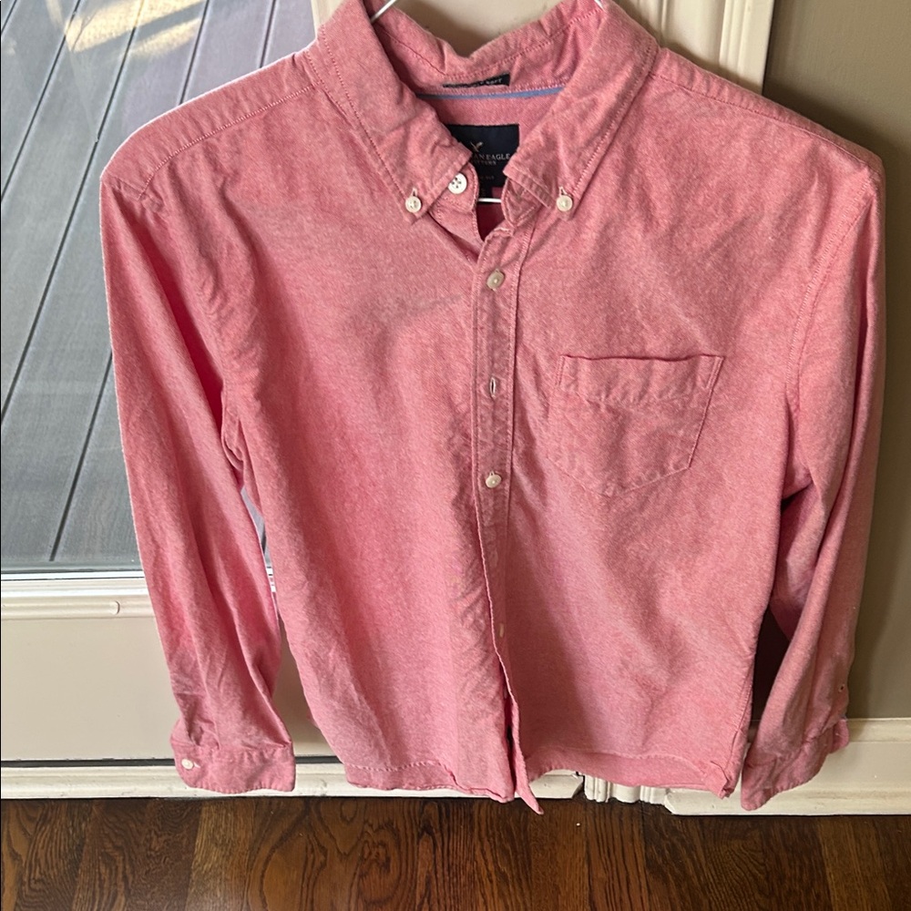 American Eagle Outfitters Pink Button-Down Shirt